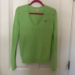 lime green hollister v-neck sweater